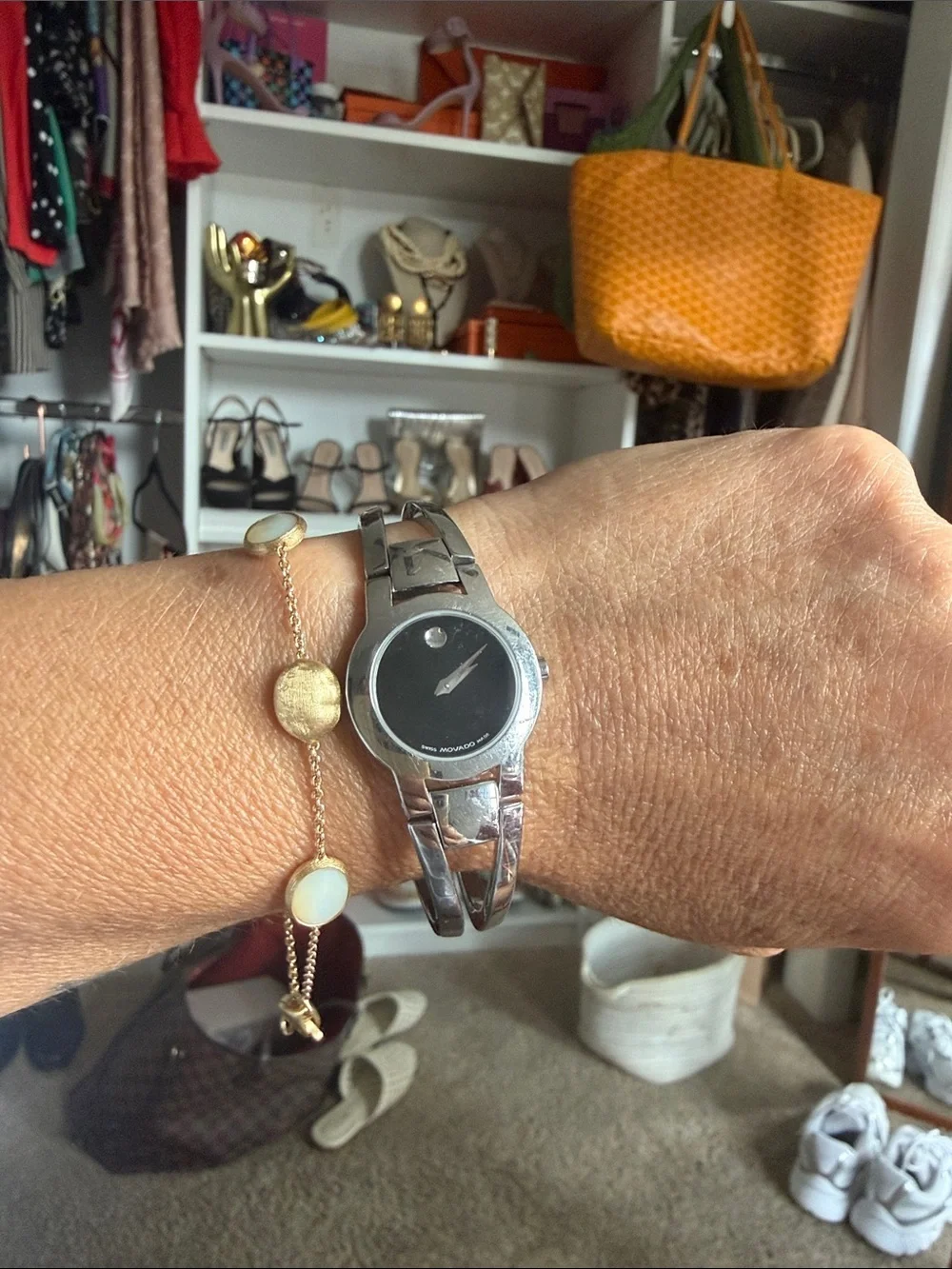 Movado Amorosa Women's Stainless Steel Bangle Watch, Needs battery